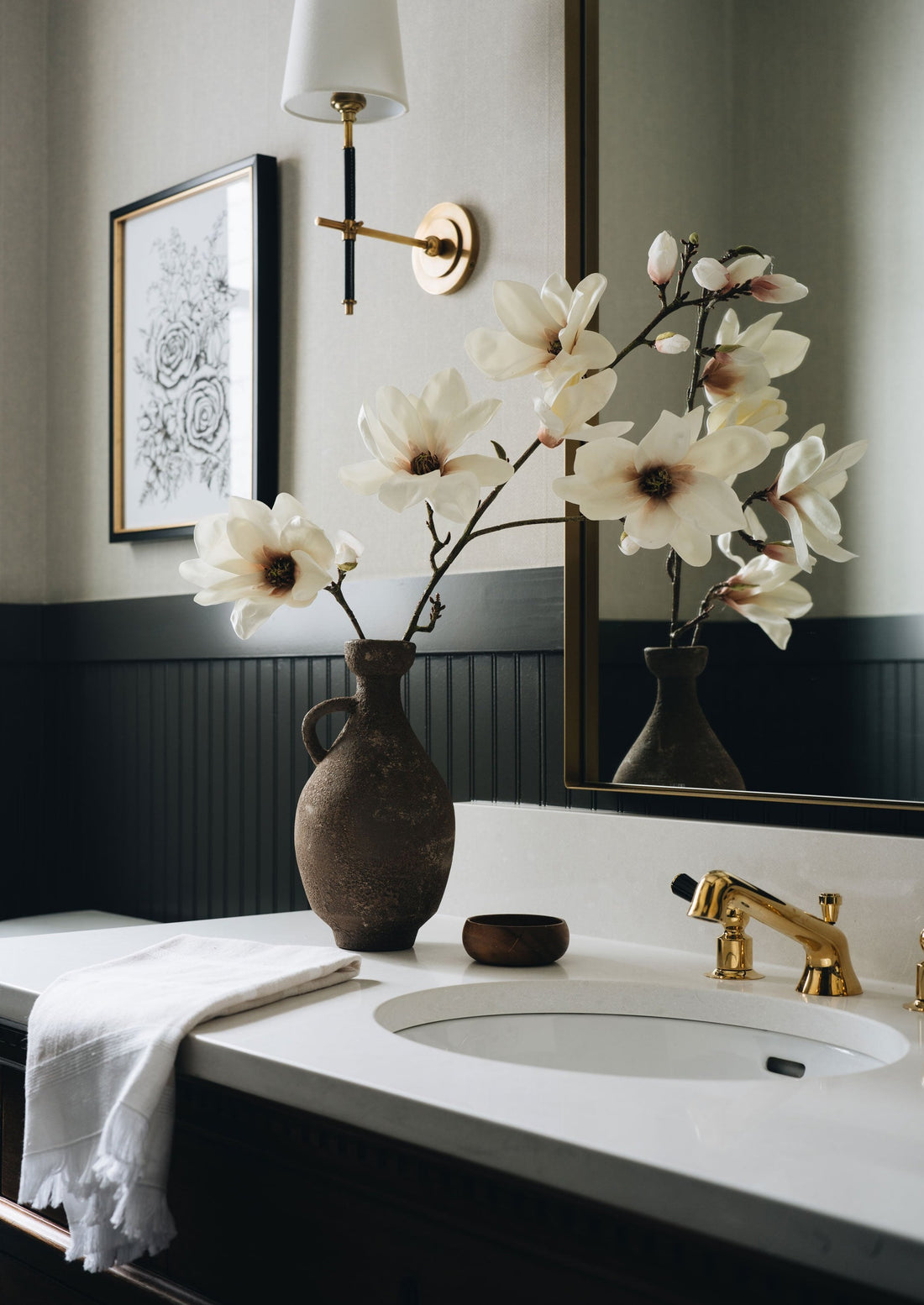 Artificial Magnolia Branch in Vase