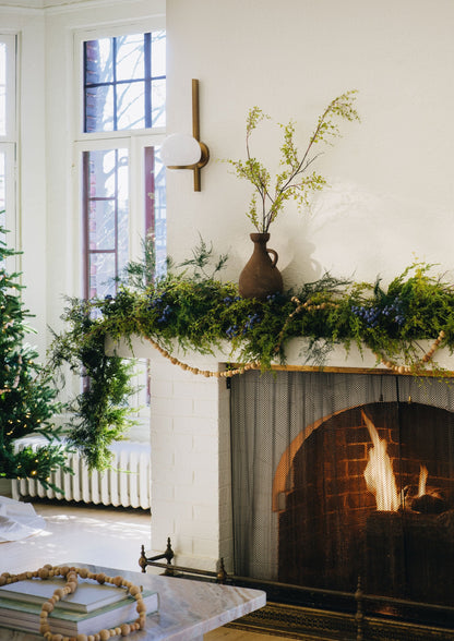 Green Preserved Plumosus Asparagus Fern in Mixed Evergreen Garland