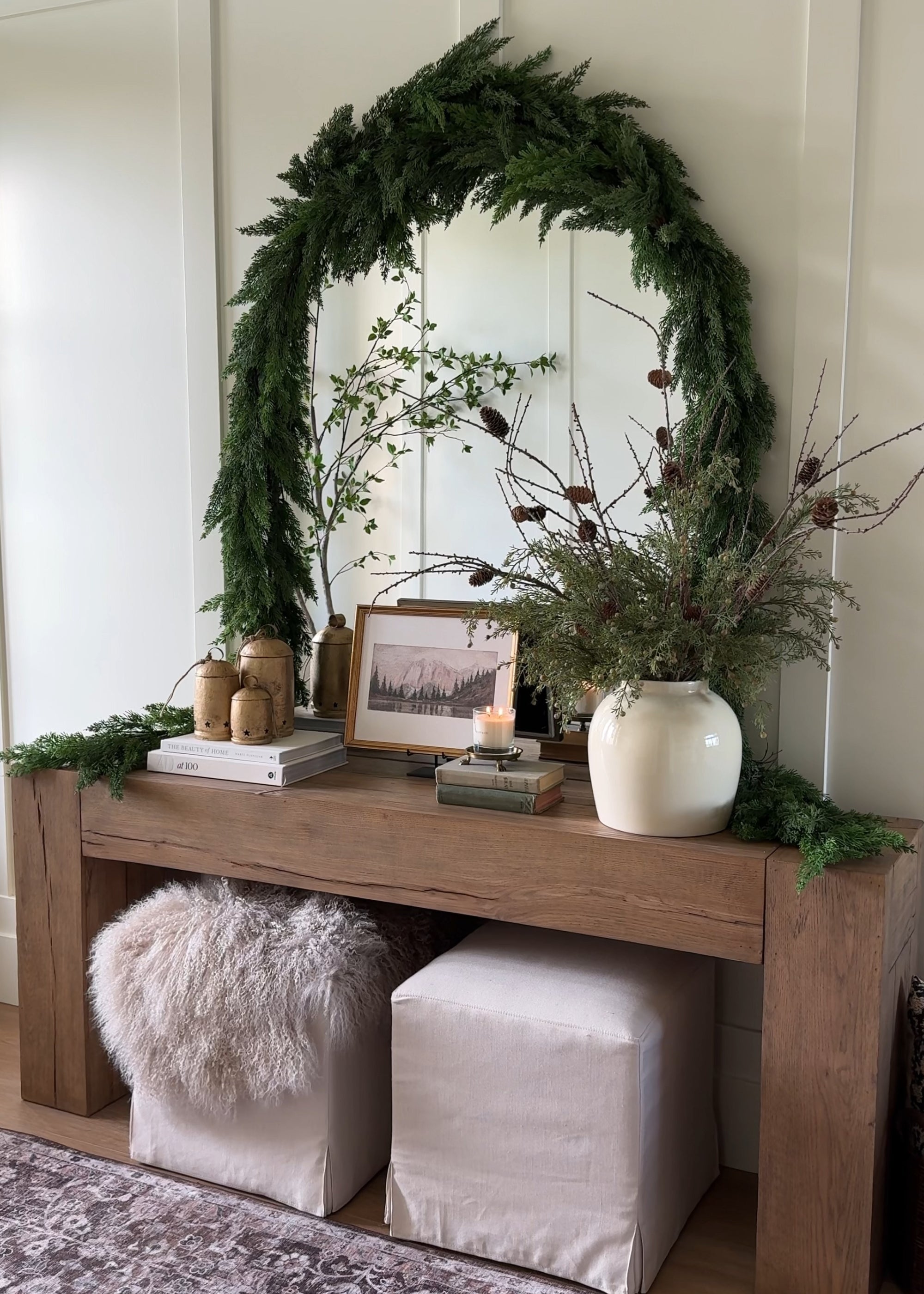 Faux Larch Branch with Pine Cones - 46"