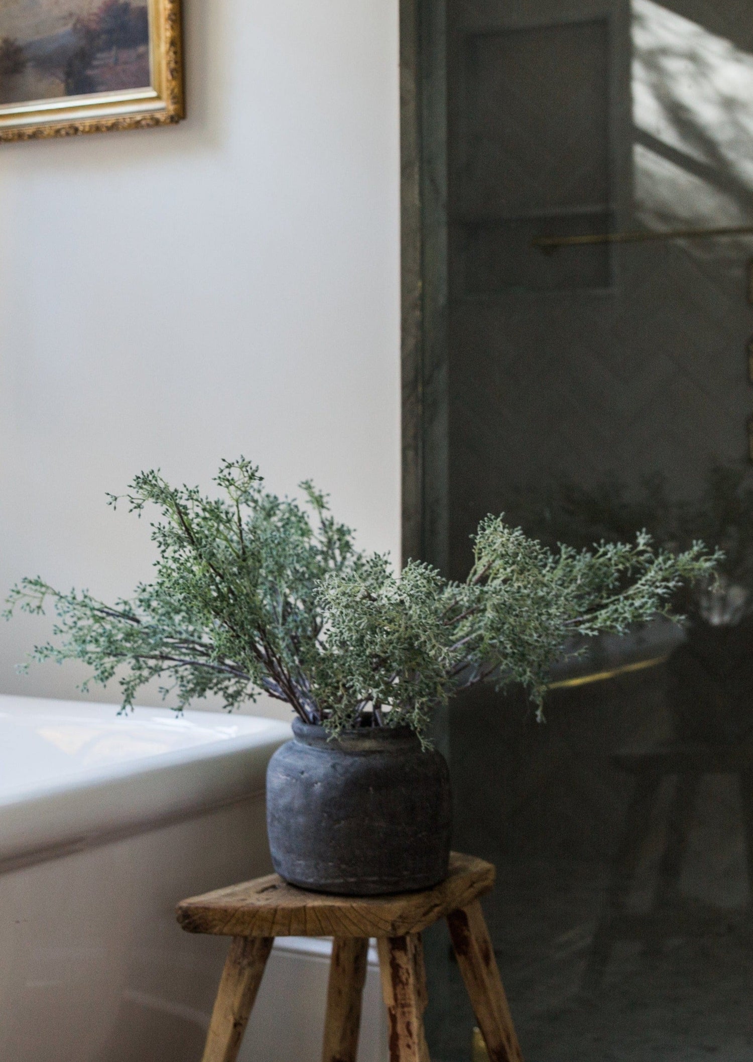 Faux Seeded Eucalyptus Branches in Vase for Interior Design