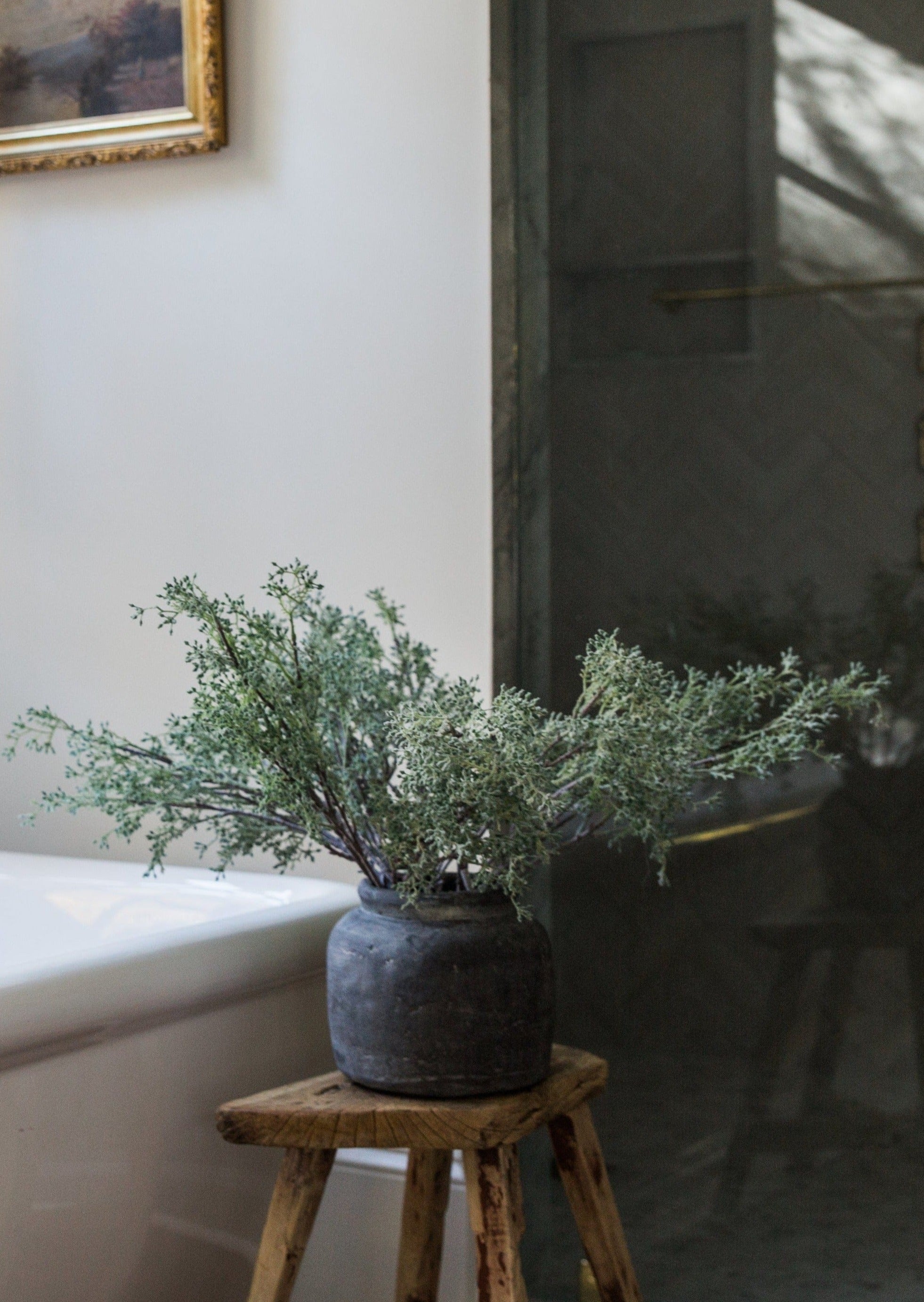 Faux Seeded Eucalyptus Branches in Vase for Interior Design