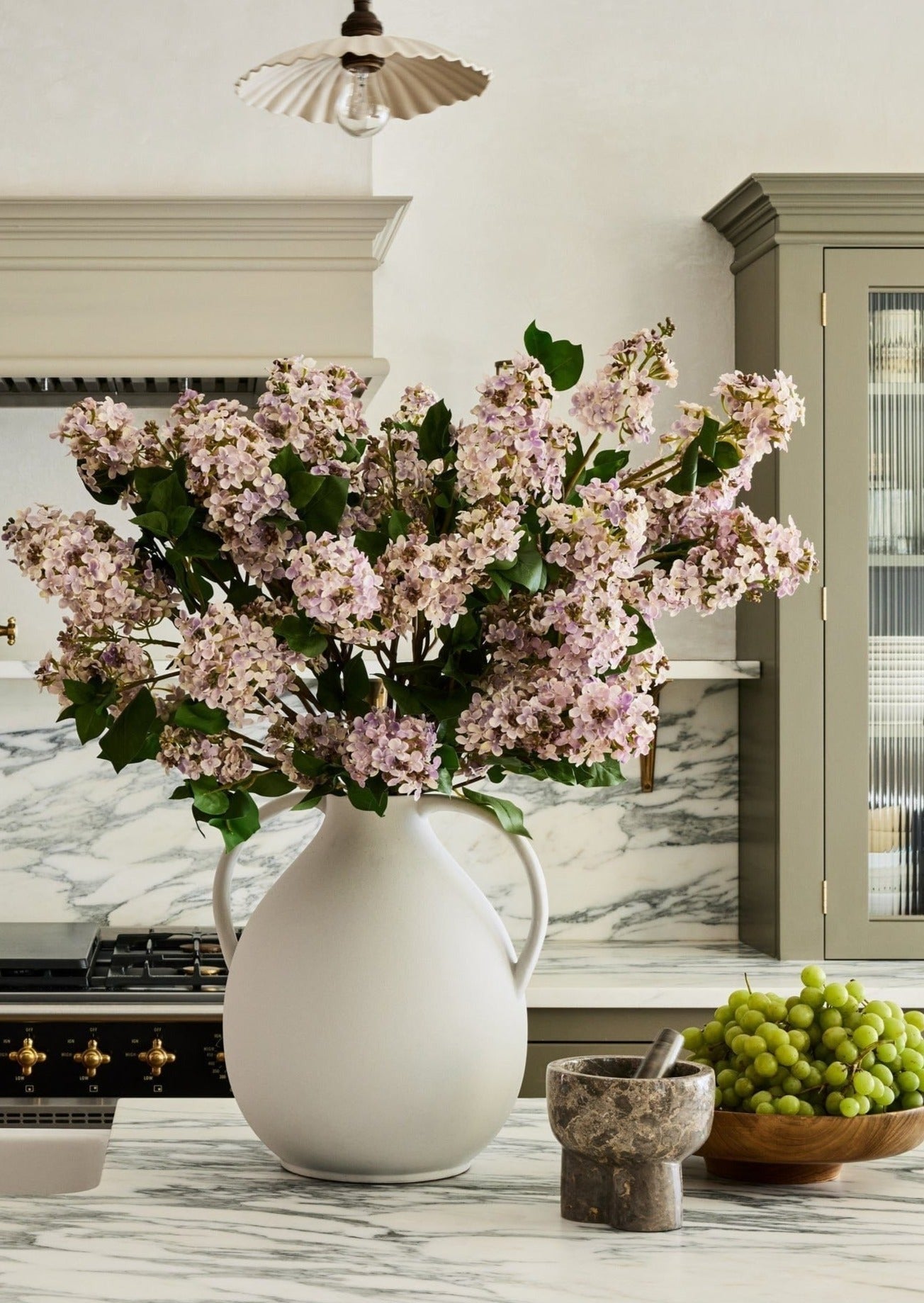 Lavender Faux Lilacs Styled in Large Clay Jug Vase by Afloral