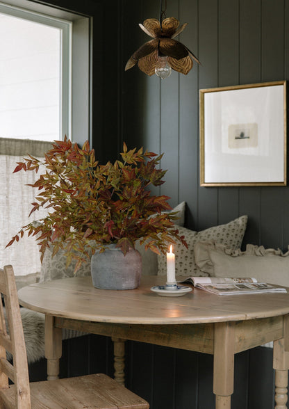 Faux Burgundy Nandina Fall Branches in Concrete Vase
