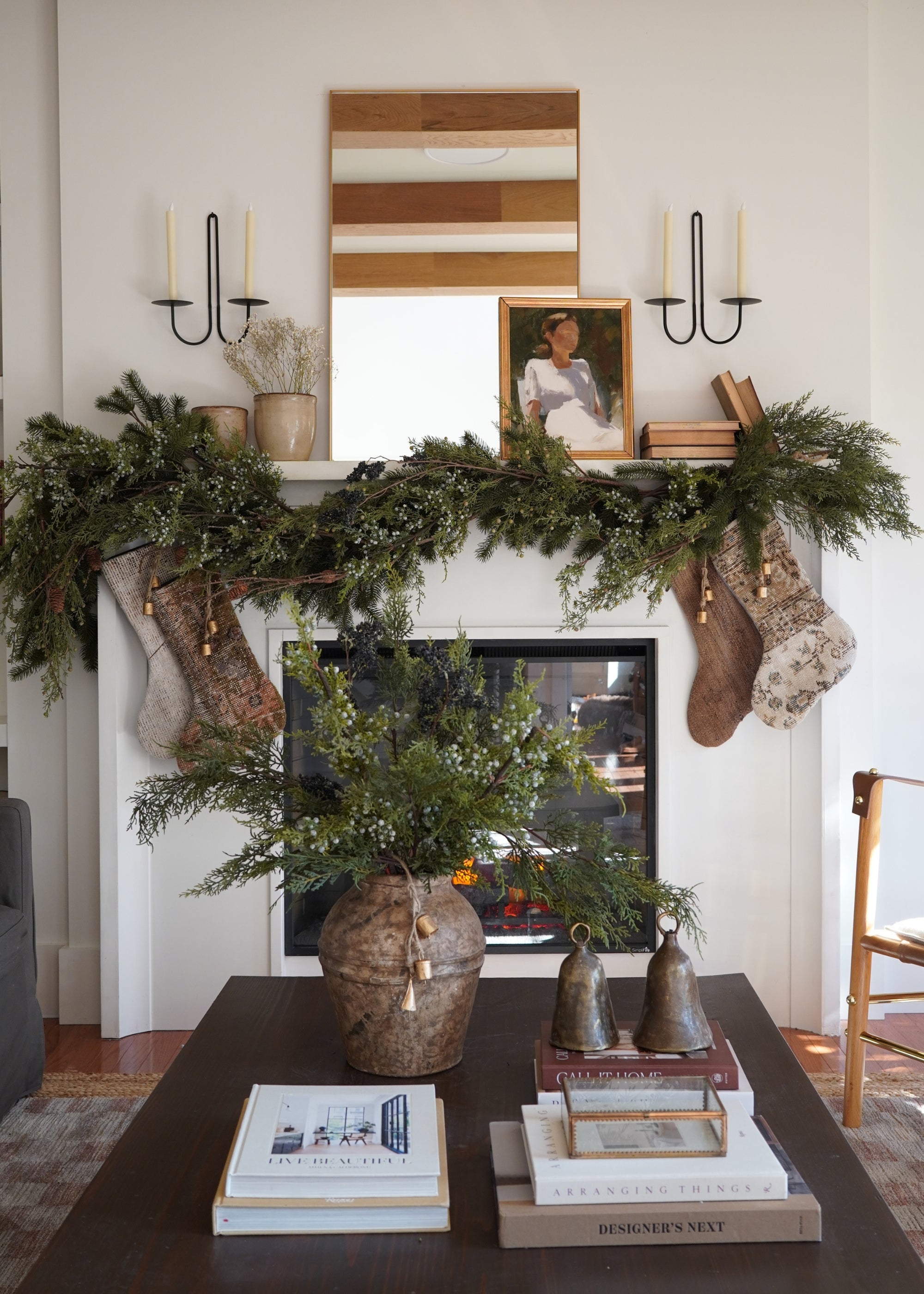 Artificial Evergreen Holiday Mantel