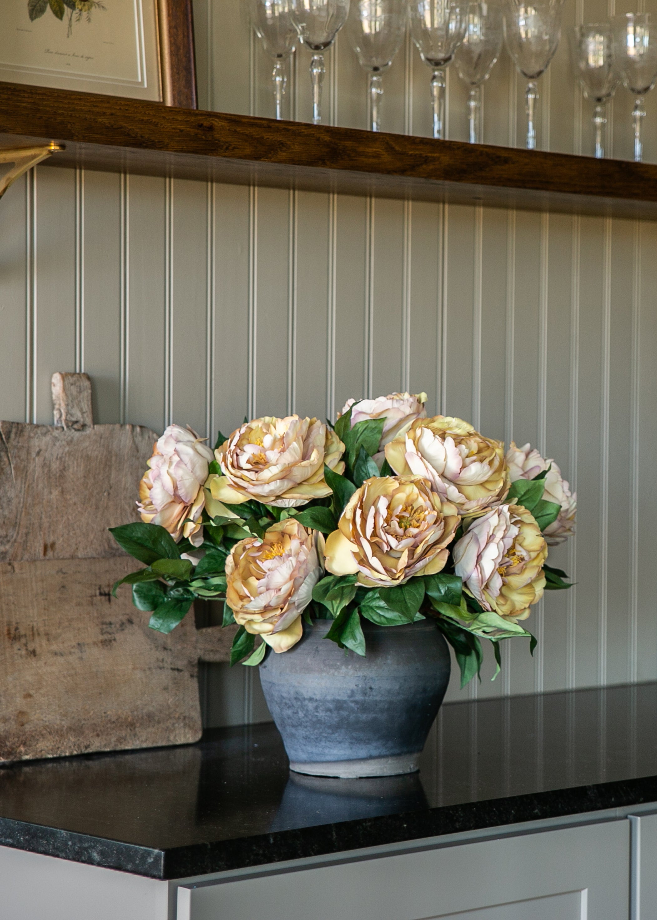 artificial peony in cream