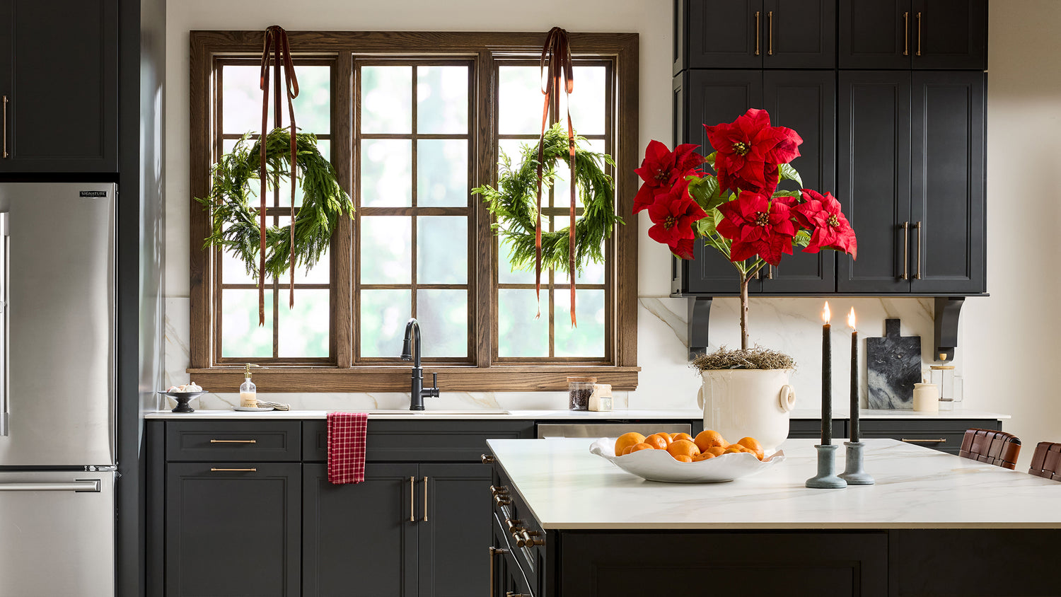 fake potted poinsettia